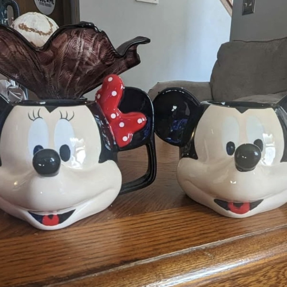 Disney Mickey and Minnie Mouse Ceramic Mugs - Black, White, Red
